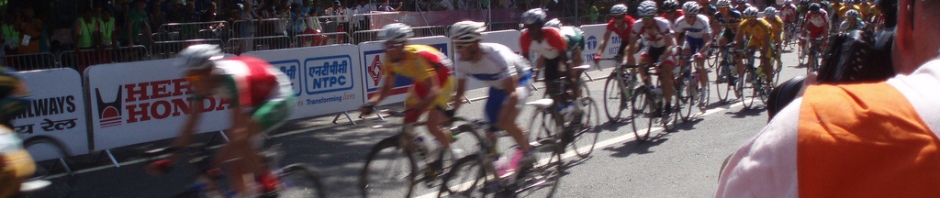 Action from the 2010 Commonwealth road race in Delhi